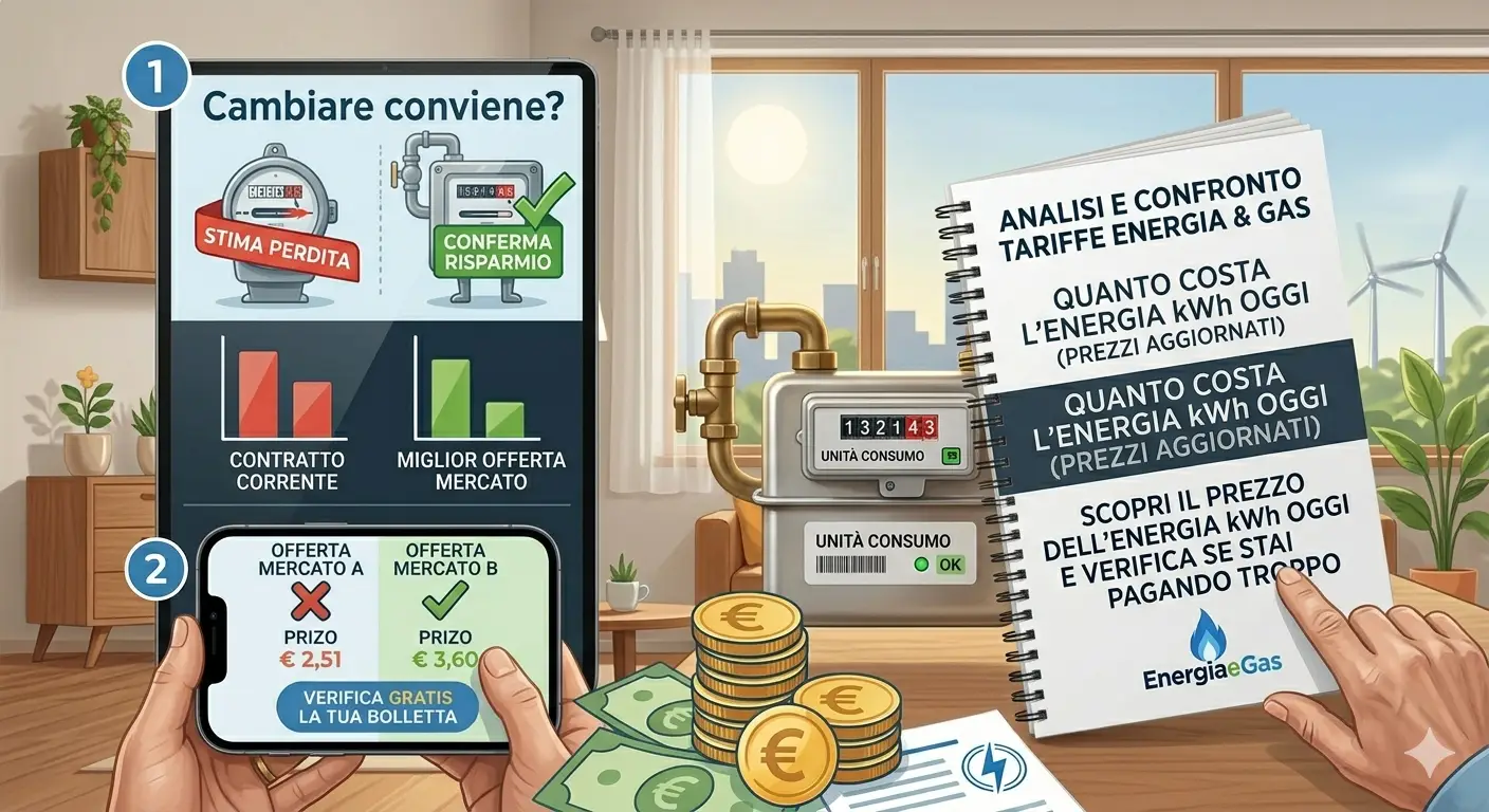 Quanto costa energia kWh oggi (prezzi aggiornati)