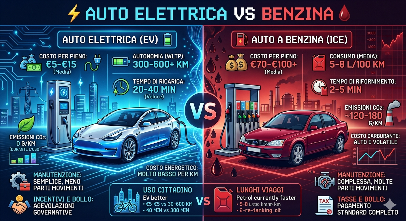 ⚡ Auto elettrica vs benzina: la sfida dei numeri su Dacia Spring, Fiat Panda e Ferrari
