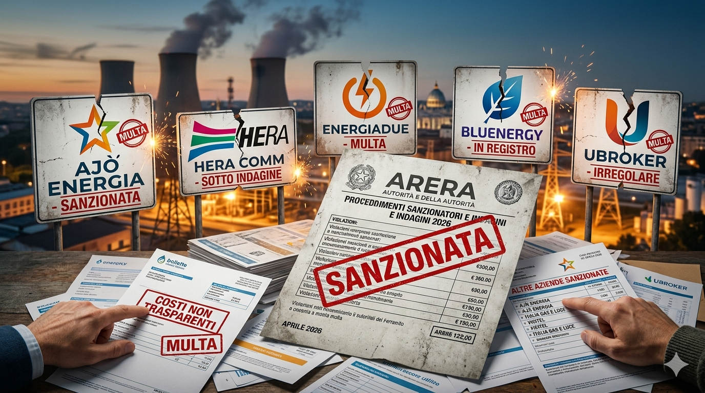 Multe venditori luce e gas: le società segnalate da ARERA e Antitrust