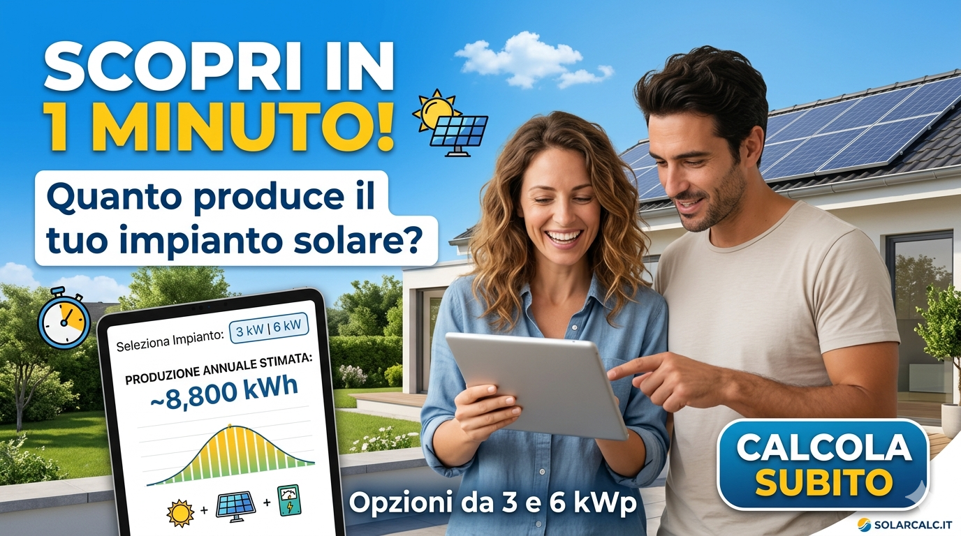Pannello solare fotovoltaico - calcola la tua produzione