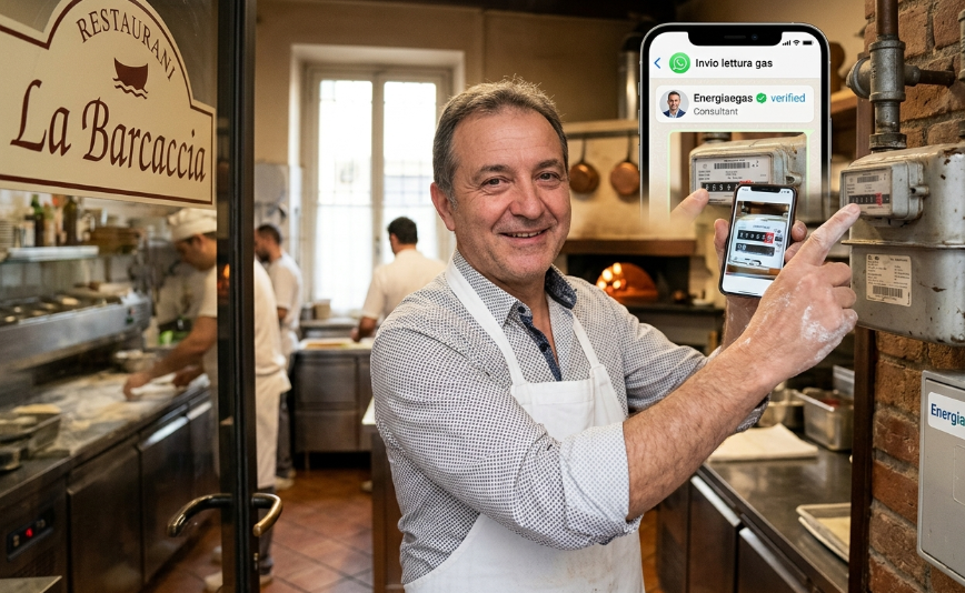 Come evitare bollette gas stimate: la svolta di un ristorante su WhatsApp